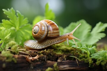 Helix pomatia also Roman snail, Burgundy snai. Generative AI