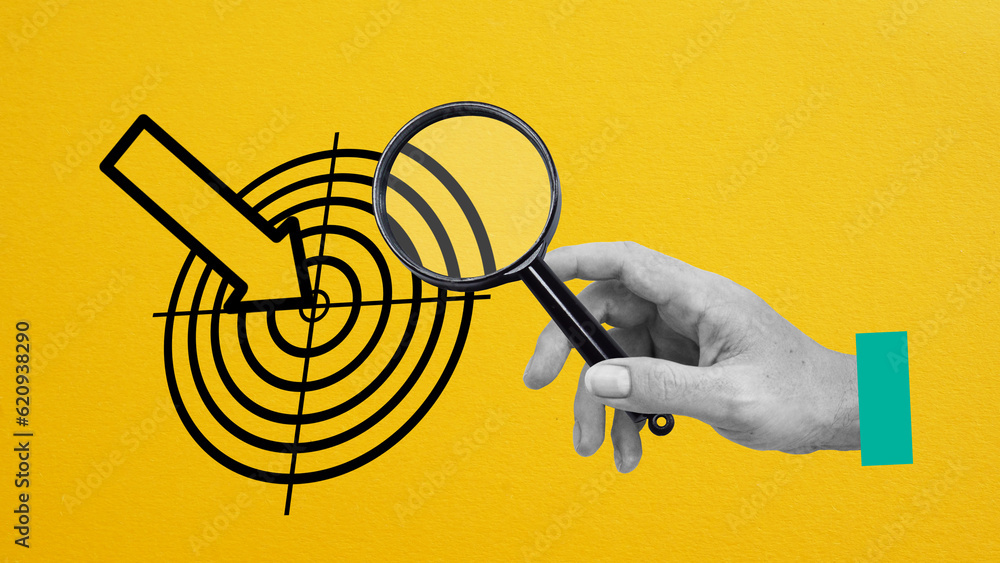 Poster find your purpose is shown using the target under a magnifying glass