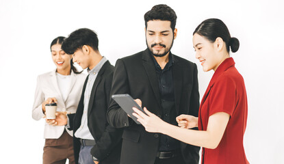 Southeast asian business people group coworker working in office