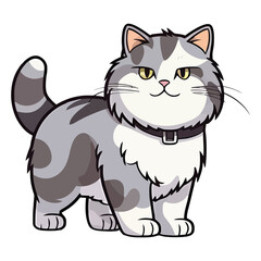 Obraz premium Majestic Charm: Striking 2D Illustration of a Siberian Cat