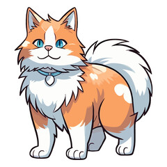 Naklejka premium Majestic Charm: Striking 2D Illustration of a Siberian Cat