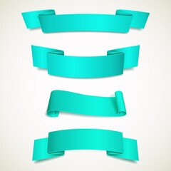 Blue ribbons. Banners for your design. Vector illustration.