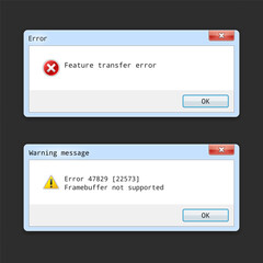 System information message. Operating system error warning. Vector Illustration.