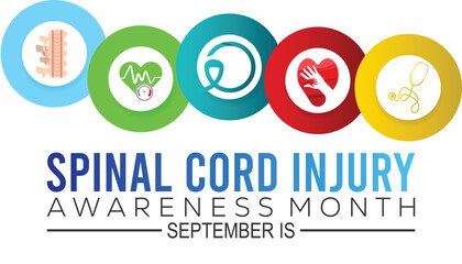 Spinal Cord injury awareness month is observed every year in September. banner design template Vector illustration background design.