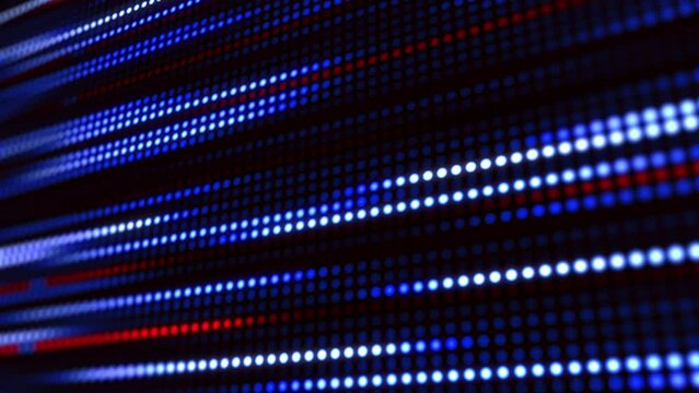 Bright glowing blue diodes. Movement festive illumination lines. Blurred electronic display. Shining stream. Looped motion graphics.