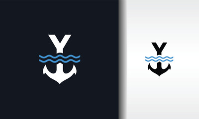 letter Y anchor water logo - obrazy, fototapety, plakaty
