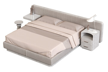 bed isolate on a transparent background, interior furniture, 3D illustration, cg render

