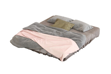 bed isolate on a transparent background, interior furniture, 3D illustration, cg render
