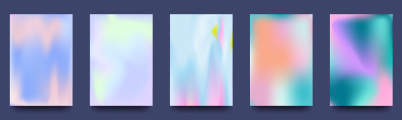 Set of abstract gradient backgrounds. Cover template in minimalist style with shapes, colorful and vibrant colors. The modern wallpaper design is perfect for social media. Vector