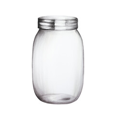 Watercolor glass jar. Hand painting empty container for halloween holiday set isolated on white background. For designers, decoration, shop, for postcards, wrapping paper, cov