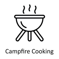 Campfire Cooking Vector outline Icon Design illustration. Food and drinks Symbol on White background EPS 10 File