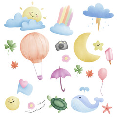 seamless pattern with clouds and birds