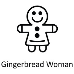 Gingerbread Woman Vector outline Icon Design illustration. Food and drinks Symbol on White background EPS 10 File