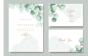 eucalyptus leaf wedding invitation card  © retno