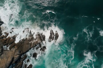 Fototapeta premium Top View of Ocean and Beach Landscape as a Background