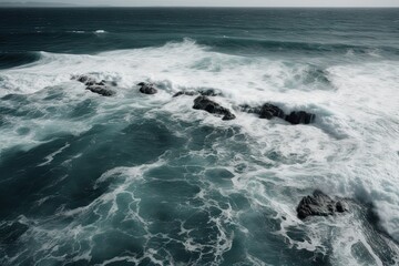 Top View of Ocean and Beach Landscape as a Background