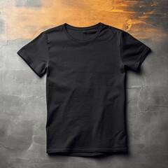 Illustration of a black plain t-shirt mockup, AI Generated