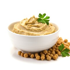 Hummus isolated on white (generative AI)