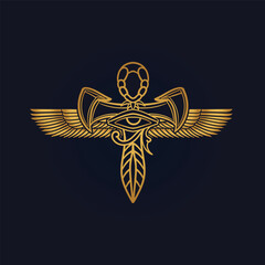Ankh Sun God Ra Egyptian wings