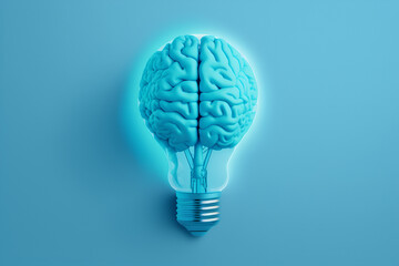 Creative Idea with Brain and Light Bulb Illustration. Ai generated