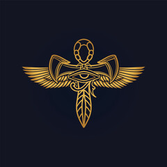 Ankh Sun God Ra Egyptian wings