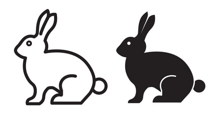Rabbit icon set. Cute bunny animal line vector symbol.