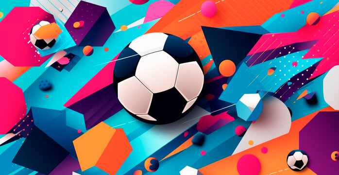 Abstract soccer background, sports soccer ball - AI generated image