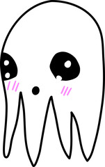 Doodle hand drawn cute ghost cartoon.
