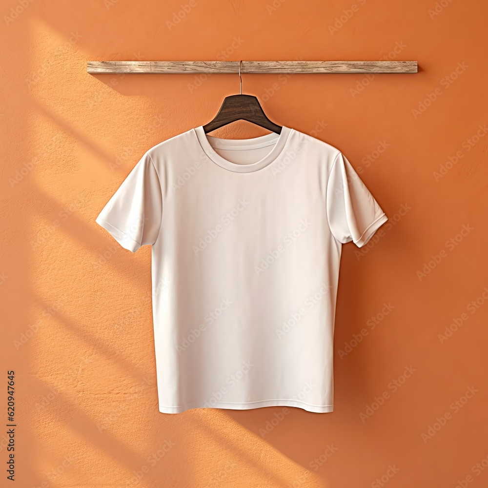 Wall mural Illustration of a white plain t-shirt mockup, AI Generated