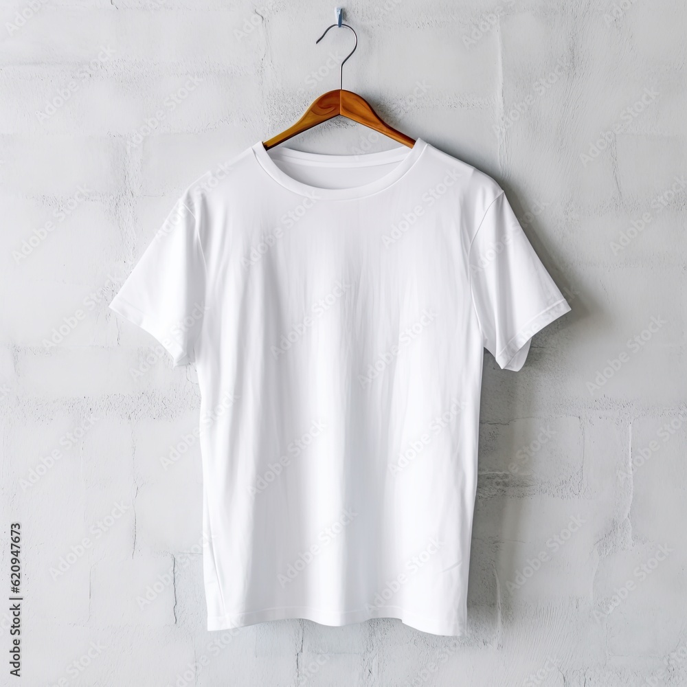 Wall mural Illustration of a white plain t-shirt mockup, AI Generated