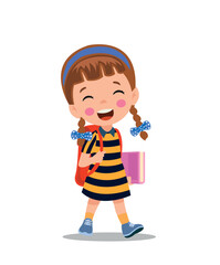 cute boy walking to school