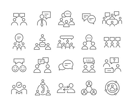 People and Communication Icons - Vector Line. Editable Stroke.