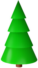 3D green fir tree of various shapes on a transparent background