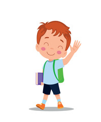 cute boy walking to school