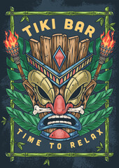 Tropical tiki bar colorful sticker