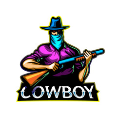 Cowboy transparent background logo PNG design 