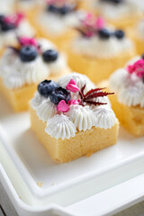 mini butter cake with whipped cream