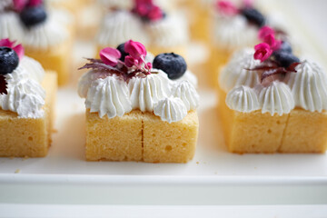 mini butter cake with whipped cream