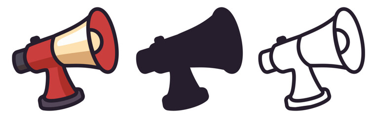 Megaphone. Loudspeaker cartoon icon. Vector icon isolated on white background. Vector clipart.