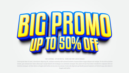 Big sale promo 3d style editable text effect