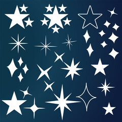 Obraz premium Star icons. Twinkling stars. Sparkles, shining burst. Christmas vector symbols isolated