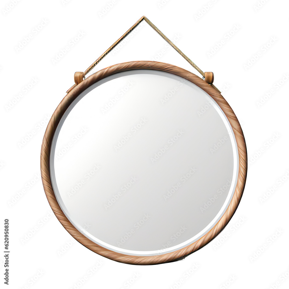 Poster round plate with wooden frame isolated on white created with generative ai