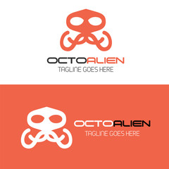 An abstract symbol combining an octopus with an alien. Logo for food and lifestyle business