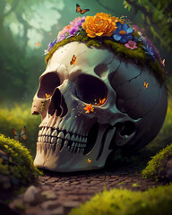 skull in the forest