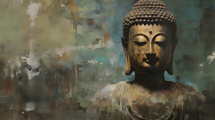 Buddha Statue beautiful background wallpaper design, Buddism, Buddist Asian, religion, Generative AI
