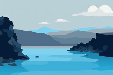 The illustration of blue lagoon in iceland, AI contents by Midjourney