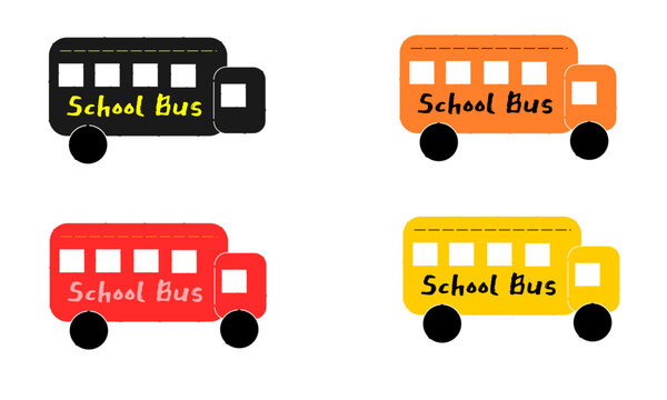 set of school bus icons. Vector cartoon style school bus isolated on white background. one set of school bus