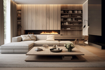 modern living room interior. Generative AI.