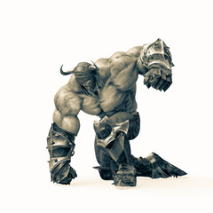 barbarian man is doing a ground braker pose