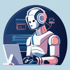 robot with laptop
